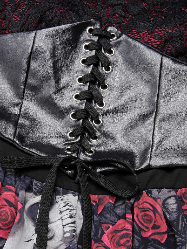 Robe Asymétrique à Manches Courtes et Sans Bretelles pour Halloween, Tenue de Spectacle, Fourreau/Colonne, avec Dentelle