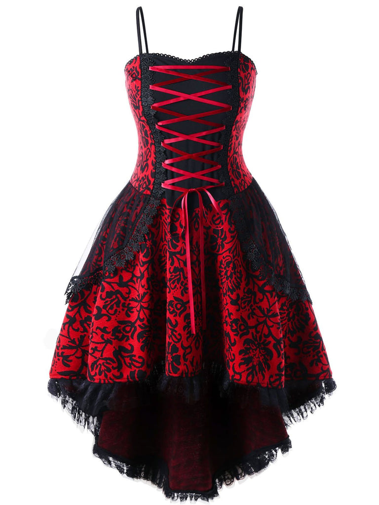 Robe de Costume D'Halloween Asymétrique Sans Manches à Bretelles Spaghetti de Forme A-Line/Princess avec Dentelle