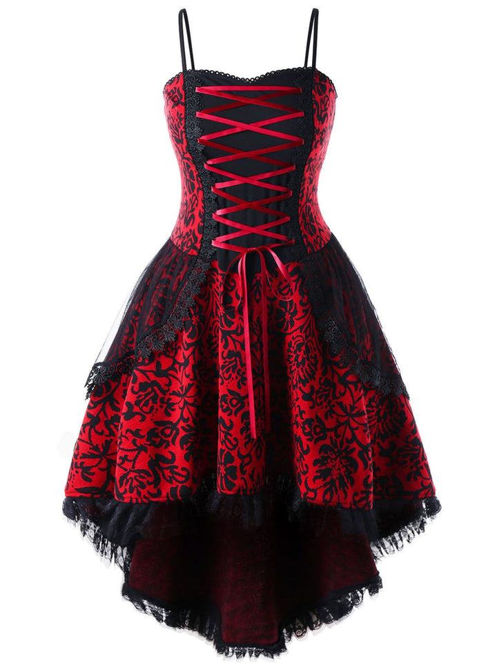 Robe de Costume D'Halloween Asymétrique Sans Manches à Bretelles Spaghetti de Forme A-Line/Princess avec Dentelle