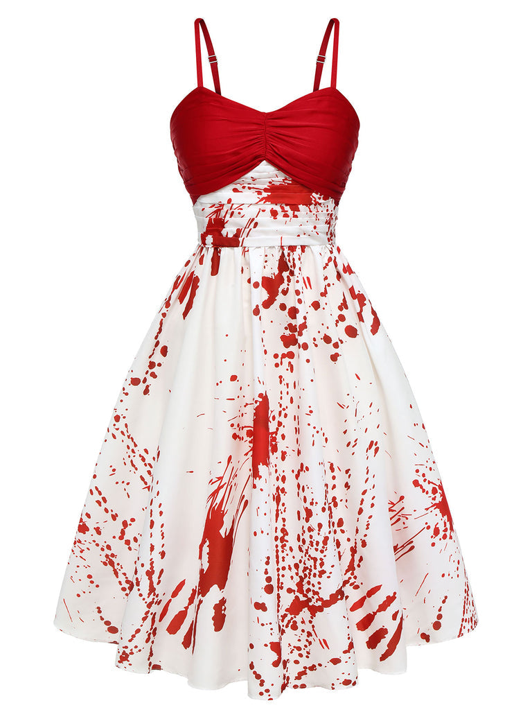 Robe de Costume D'Halloween à Bretelles Spaghetti Sans Manches, Coupe A-Line/Princess, Longueur Genou, avec Volants
