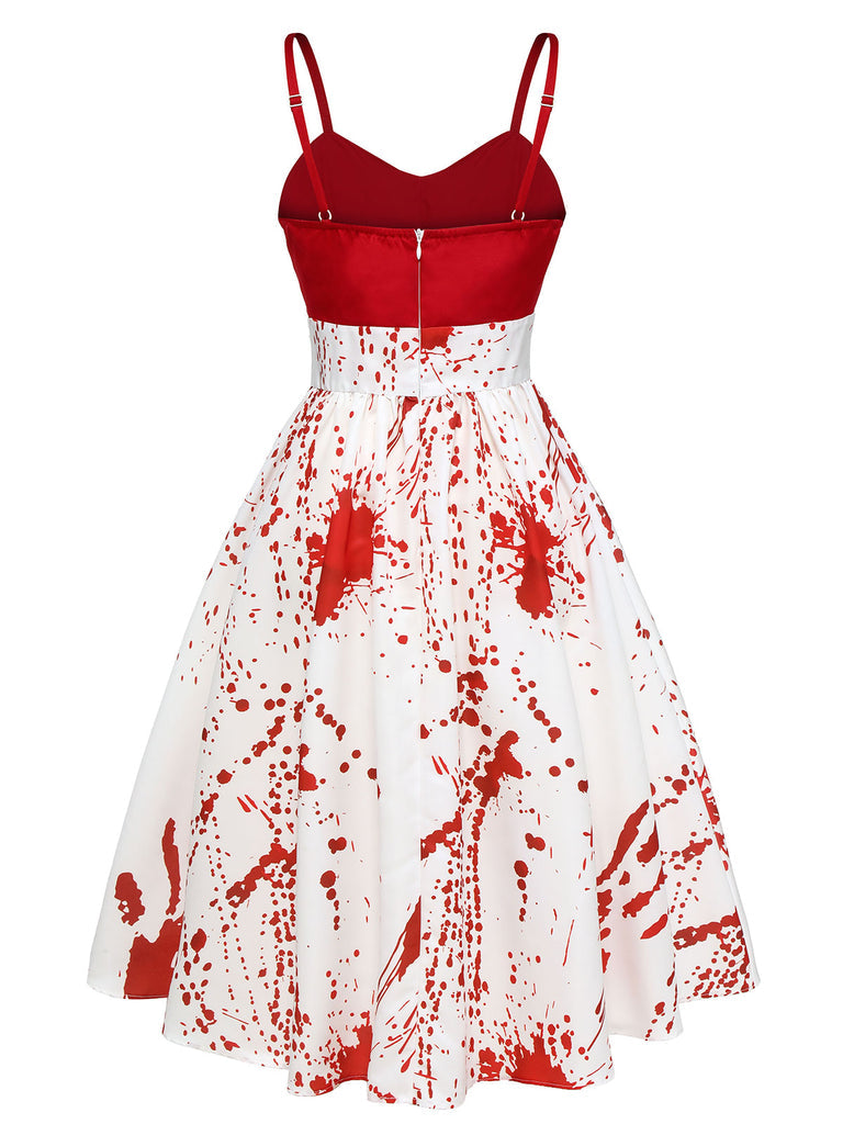 Robe de Costume D'Halloween à Bretelles Spaghetti Sans Manches, Coupe A-Line/Princess, Longueur Genou, avec Volants