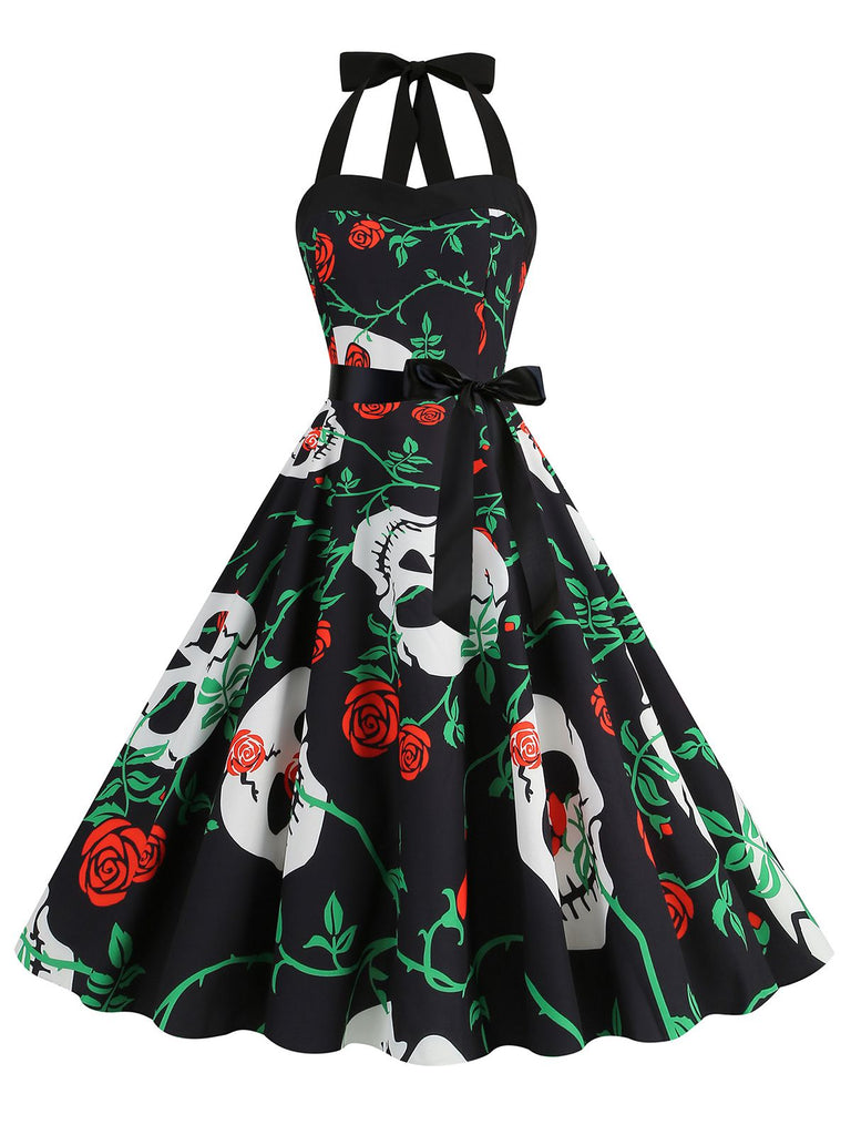 Robe de Costume D'Halloween à Col Licou Sans Manches, Coupe A-Line/Princess, Longueur Genou