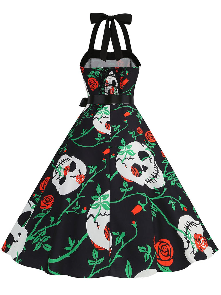 Robe de Costume D'Halloween à Col Licou Sans Manches, Coupe A-Line/Princess, Longueur Genou