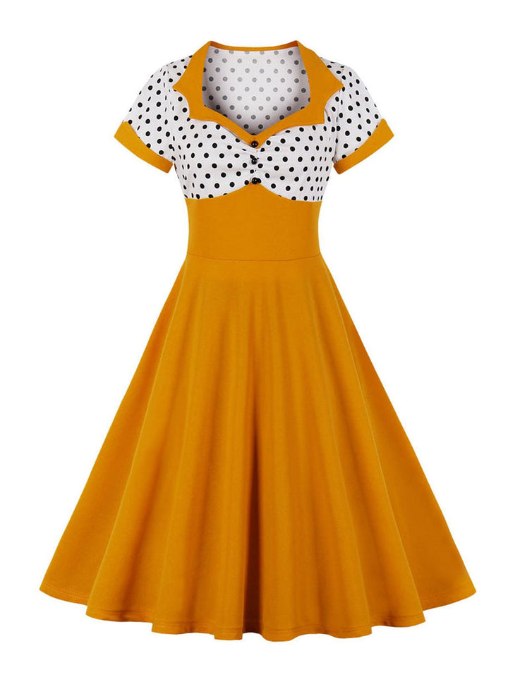Robe de Costume D'Halloween à Manches Courtes et Col Carré, Coupe A-Line/Princess, Longueur Genou