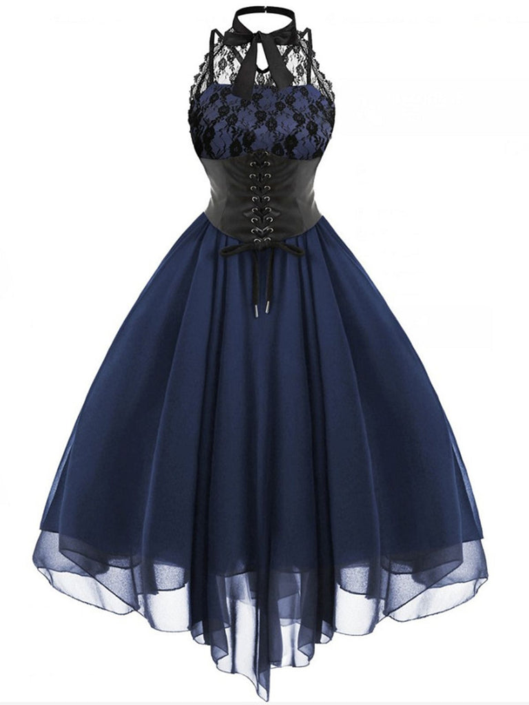 Robe de Costume D'Halloween Asymétrique Sans Manches à Col Rond et Ligne A/Princesse avec Nœud