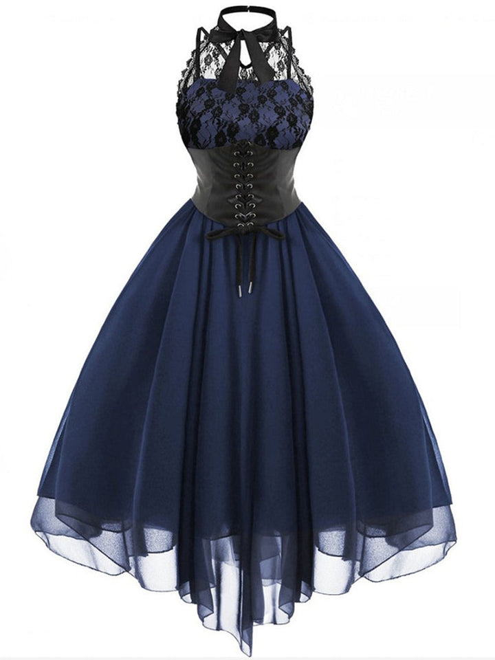 Robe de Costume D'Halloween Asymétrique Sans Manches à Col Rond et Ligne A/Princesse avec Nœud