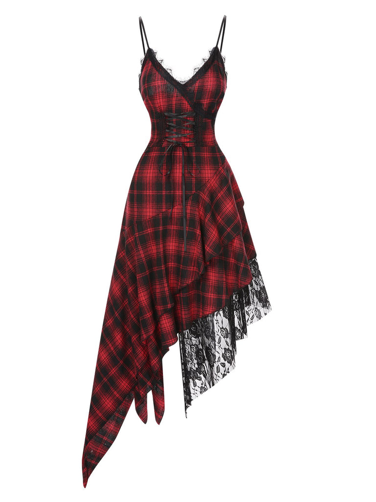Robe de Costume D'Halloween Asymétrique Sans Manches à Bretelles Spaghetti de Forme A-Line/Princess avec Dentelle