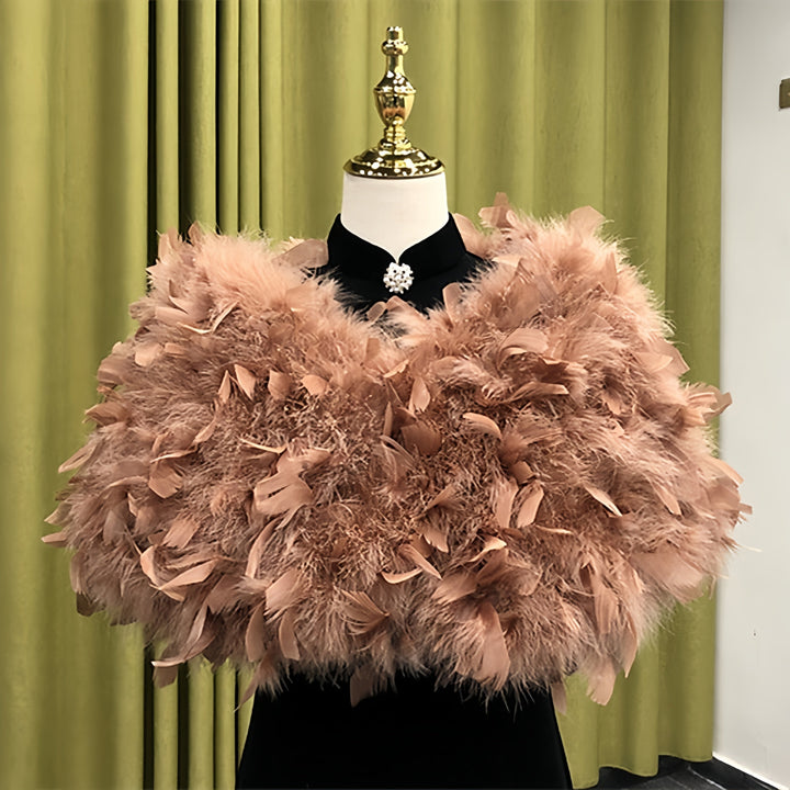 Châles/Enveloppes de Mariée Sans Manches pour Femmes avec Couleur Pure et Plumes/Fourrure