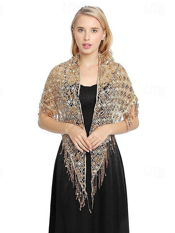Châles de Mariée Sans Manches pour Femmes avec Couleur Pure, Paillettes et Épissures