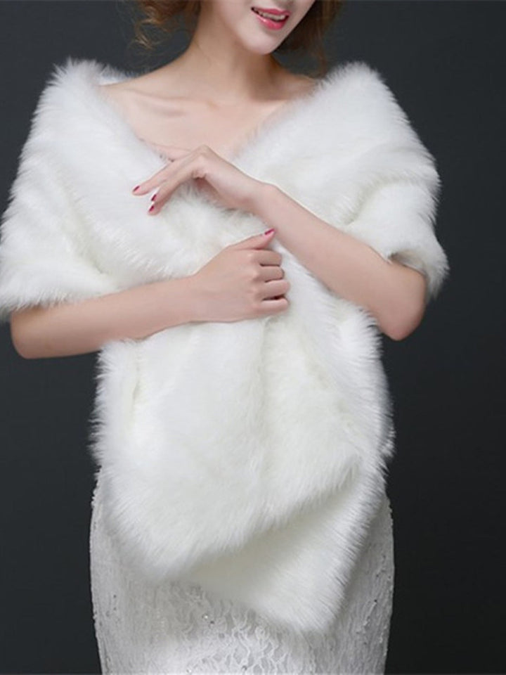 Châles/Enveloppes de Mariée Sans Manches pour Femmes avec Plumes/Fourrure