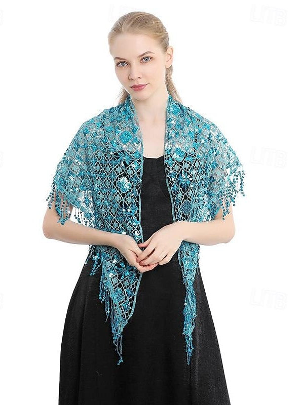 Châles de Mariée Sans Manches pour Femmes avec Couleur Pure, Paillettes et Épissures