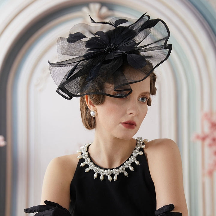 Mesh Fascinateurs Bandeau Fleur Plume Vintage Thé Chapeau