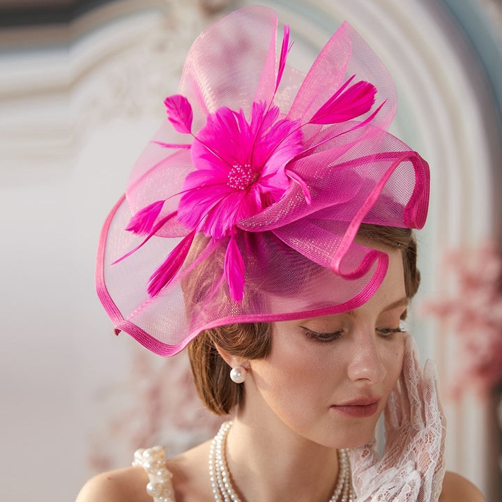 Mesh Fascinateurs Bandeau Fleur Plume Vintage Thé Chapeau