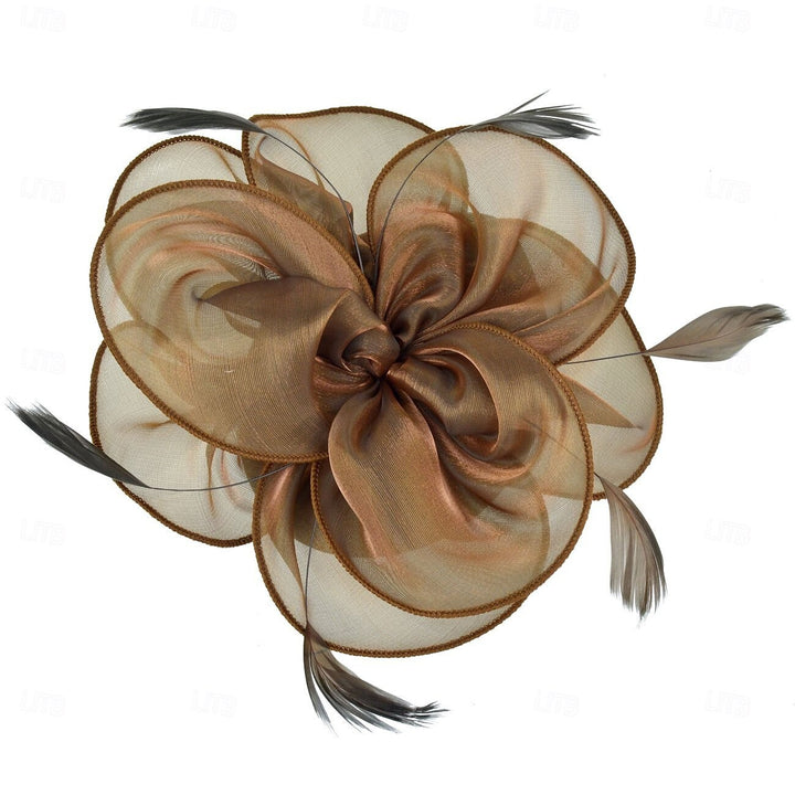 Femme Derby Fleur Fascinateurs avec Bandeau et Pince Coiffure Thé