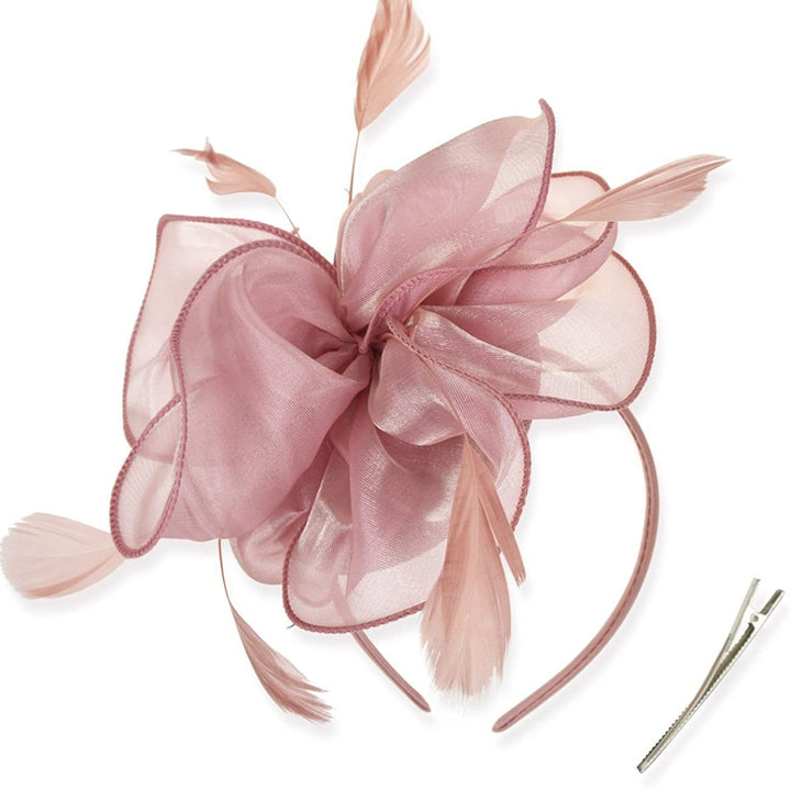 Femme Derby Fleur Fascinateurs avec Bandeau et Pince Coiffure Thé