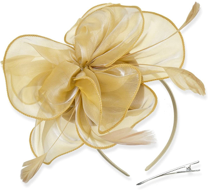 Femme Derby Fleur Fascinateurs avec Bandeau et Pince Coiffure Thé