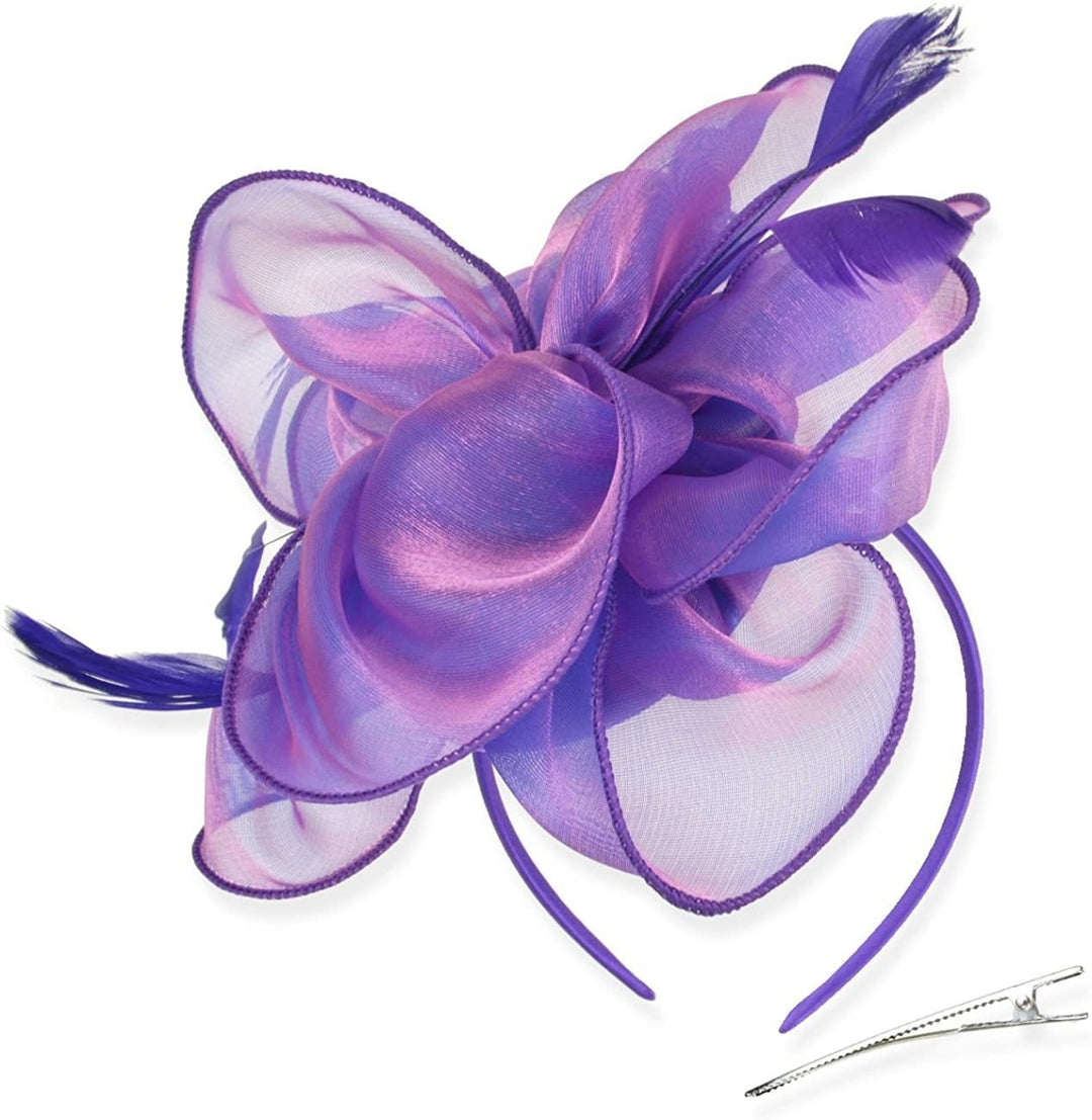 Femme Derby Fleur Fascinateurs avec Bandeau et Pince Coiffure Thé
