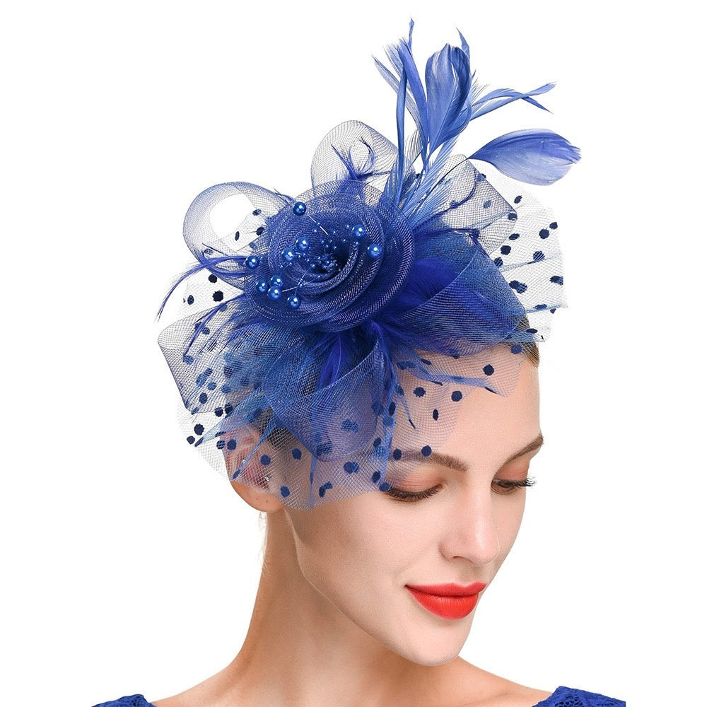 Bandeau femme thé fluo cocktail plume pince à cheveux Kentucky Derby mariage fascinateurs chapeau
