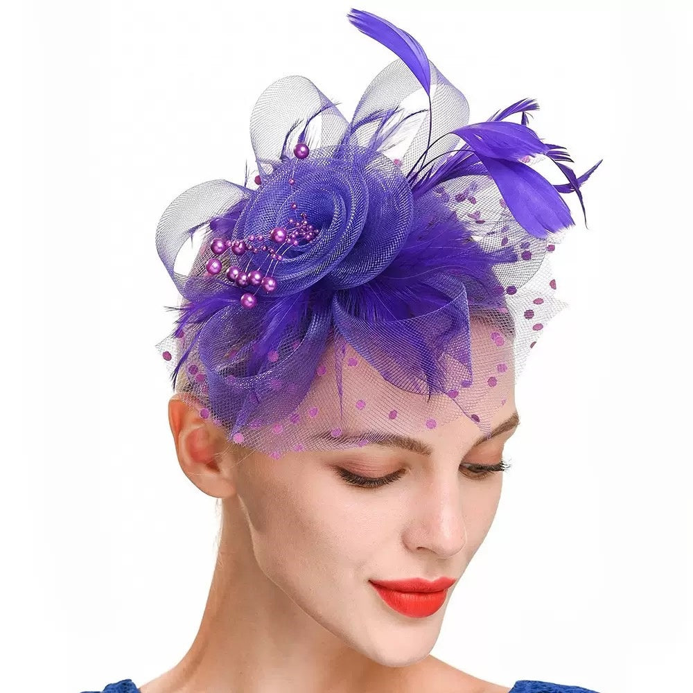 Bandeau femme thé fluo cocktail plume pince à cheveux Kentucky Derby mariage fascinateurs chapeau