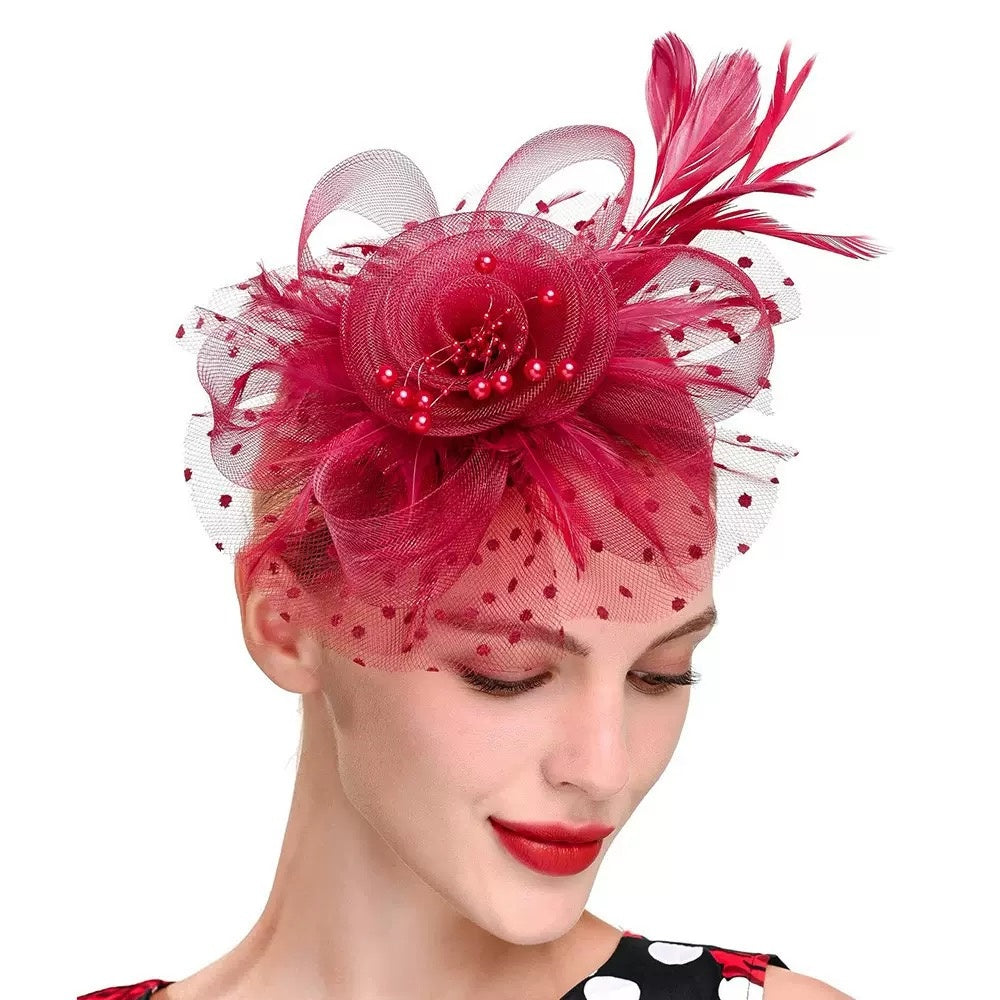 Bandeau femme thé fluo cocktail plume pince à cheveux Kentucky Derby mariage fascinateurs chapeau