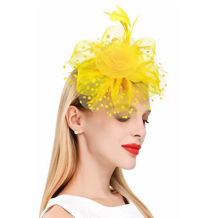 Bandeau femme thé fluo cocktail plume pince à cheveux Kentucky Derby mariage fascinateurs chapeau