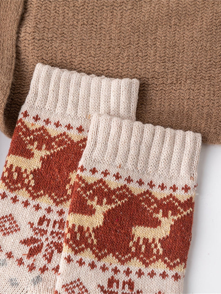 Lot de 5 Paires de Chaussettes D'Extérieur pour Femme en Forme D'Élan pour Noël