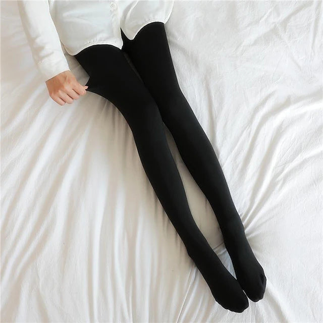 1 Paire de Collants Chauds Classiques en Nylon et Élasthanne pour Femme, Couleur Unie, pour le Travail à Domicile Ou Au Bureau