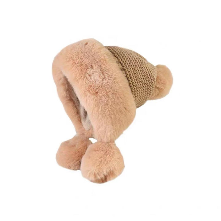 Chapeau en Laine Épais pour Femme, Nouveau Style, Boule de Fourrure, Plus Capuche Chaude en Velours, pour L'Extérieur, L'Hiver, Résistant Au Froid, à la Mode, Mignon