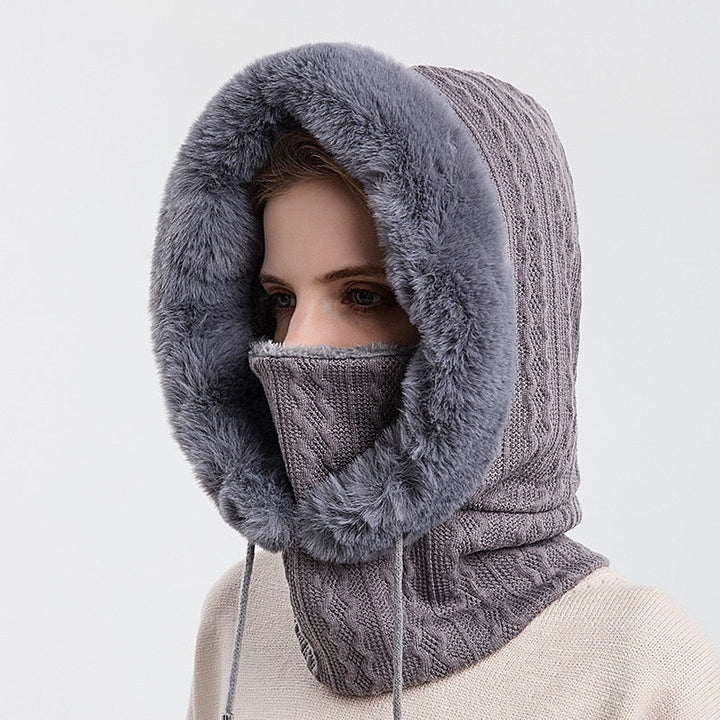 Ensemble de Bonnet et Masque en Fourrure Épaisse pour Femme, Bonnet Coupe-Vent, Bonnet Tricoté en Cachemire, Chaud, Hiver, Haute Qualité