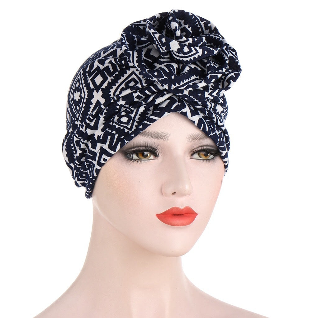 Turban à Motif Ethnique à Carreaux pour Femmes, Motif Fleur de Cajou, Musulman, Indien, Islamique