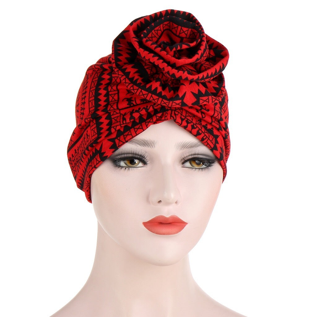 Turban à Motif Ethnique à Carreaux pour Femmes, Motif Fleur de Cajou, Musulman, Indien, Islamique