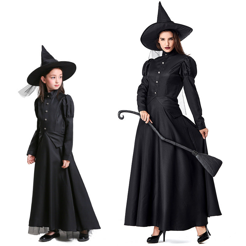 Robe de Costume D'Halloween à Manches Longues et Col Bijou, Coupe A-Line/Princess, Longueur Cheville
