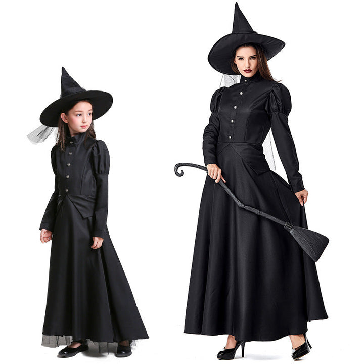 Robe de Costume D'Halloween à Manches Longues et Col Bijou, Coupe A-Line/Princess, Longueur Cheville