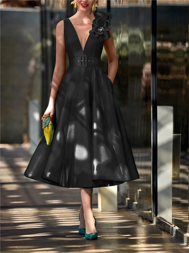 Forme Princesse Col en V Sans Manches Longueur mollet Robes mere de la Mondressy FR