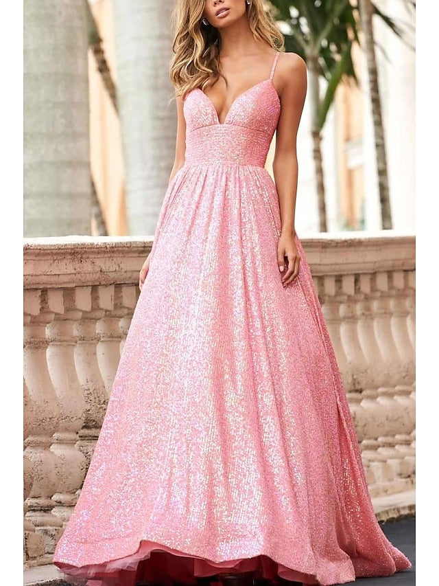 Forme Princesse Bretelles spaghetti Longue Robes de bal