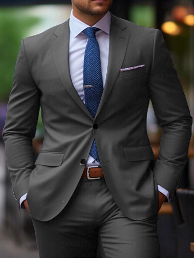 Costumes de Mariage 2 Pièces pour Hommes, Coupe Ajustée, Simple Boutonnage, Deux Boutons