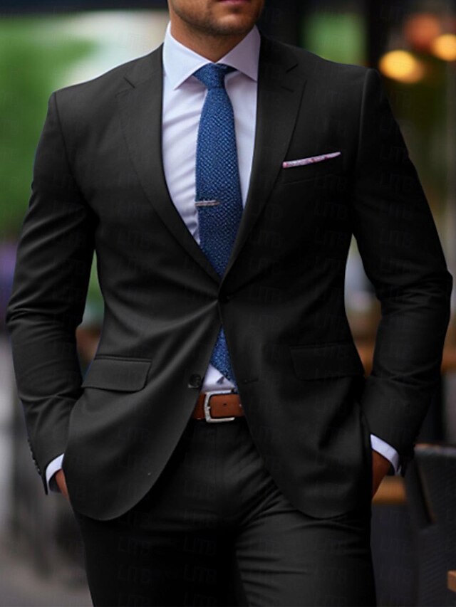 Costumes de Mariage 2 Pièces pour Hommes, Coupe Ajustée, Simple Boutonnage, Deux Boutons