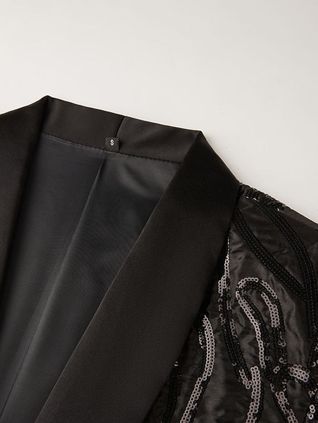 Costume Smoking à Paillettes 2 Pièces pour Homme, Simple Boutonnage, Un Bouton