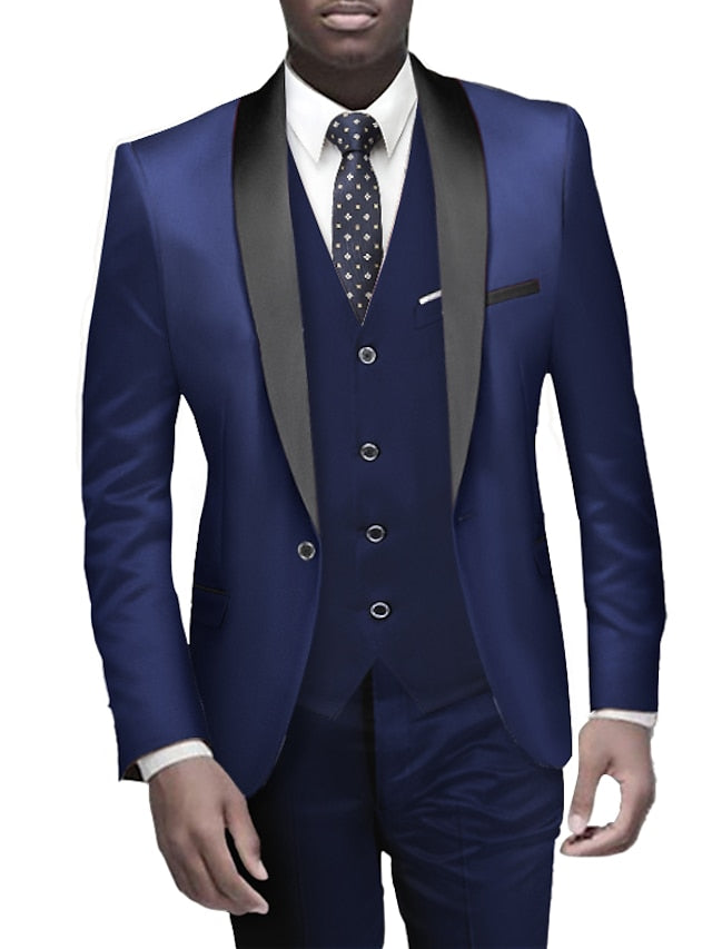 Costumes de Mariage 3 Pièces à Boutonnage Simple pour Hommes, Coupe Standard