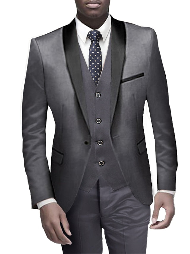 Costumes de Mariage 3 Pièces à Boutonnage Simple pour Hommes, Coupe Standard