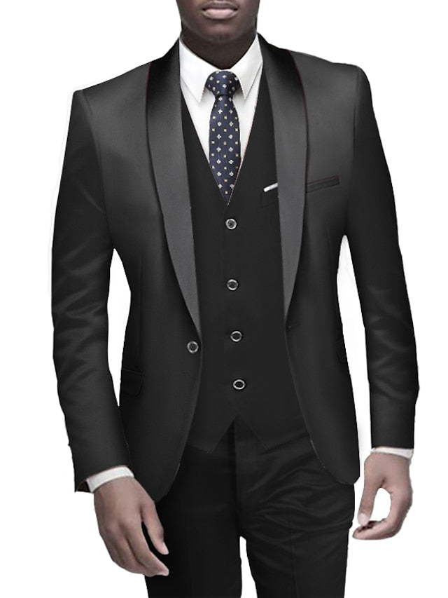 Costumes de Mariage 3 Pièces à Boutonnage Simple pour Hommes, Coupe Standard