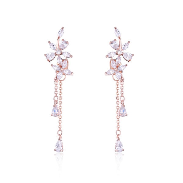 Charmantes boucles d'oreilles pendantes avec strass/glands