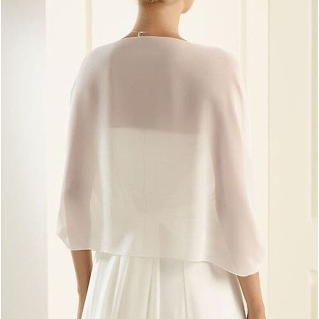 Écharpe de Mariage Élégante à Manches Mi-Longues pour Femme avec Transparence et Couleur Pure