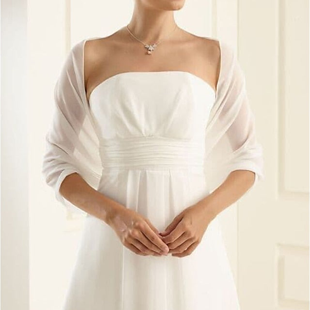 Écharpe de Mariage Élégante à Manches Mi-Longues pour Femme avec Transparence et Couleur Pure