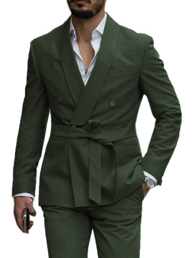 Costumes de Mariage 2 Pièces pour Hommes, Coupe Ajustée, Simple Boutonnage, Un Bouton