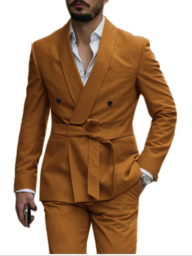 Costumes de Mariage 2 Pièces pour Hommes, Coupe Ajustée, Simple Boutonnage, Un Bouton