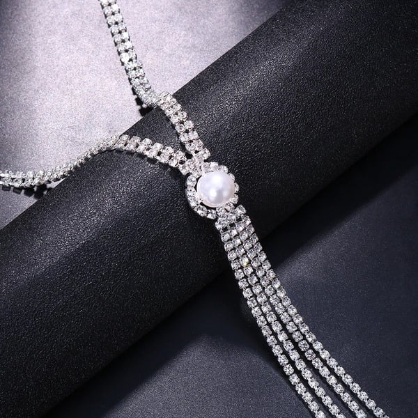 Collier Lariat élégant en strass rond