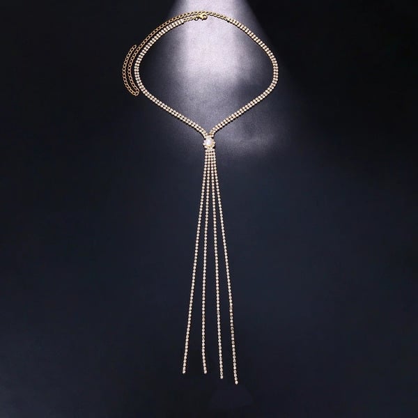 Collier Lariat élégant en strass rond