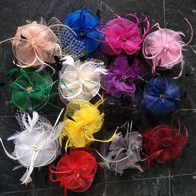 Fascinators mariage Melbourne Cup coiffes avec plume