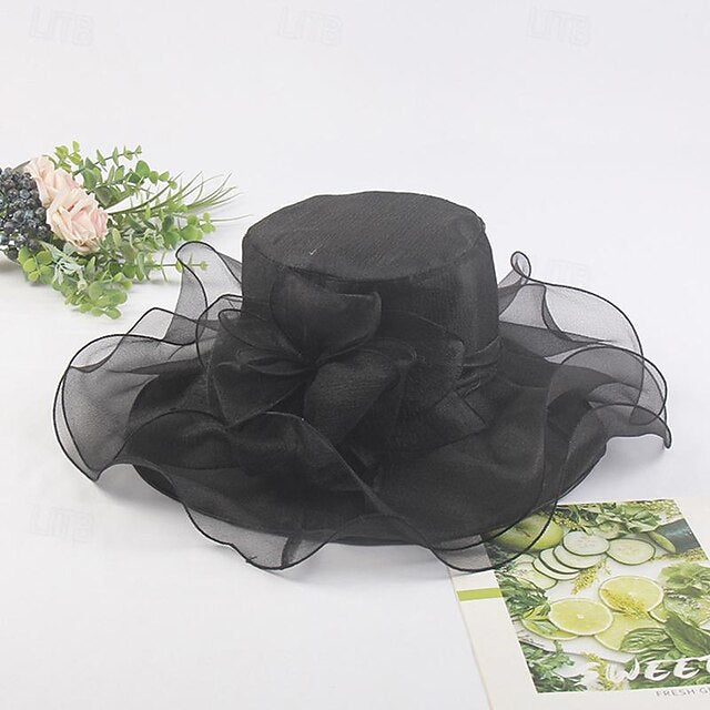 Fascinators Tulle Organza Holiday Beach Élégant Vintage avec Coiffe D'Épissure de Couleur Pure